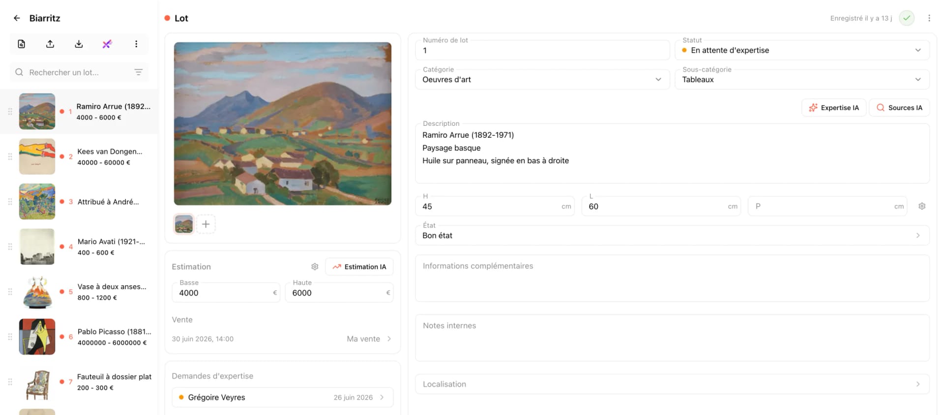 La photographie et l’estimation d’un lot dans l’application Start